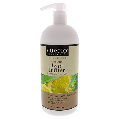 Cuccio Naturale Lyte Ultra-Sheer Body Butter - Replenishing Scented Moisturizer Cream - Deep Hydration To Repair Dry Skin - All Natural, Cruelty-Free Formula - White Limetta And Aloe Vera - 32 Oz