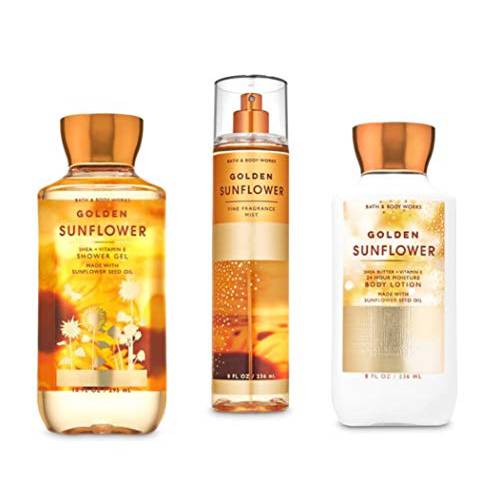 Bath & Body Works - Golden Sunflower - Daily Trio – Fall 2020 - Shower Gel, Fine Fragrance Mist & Body Lotion