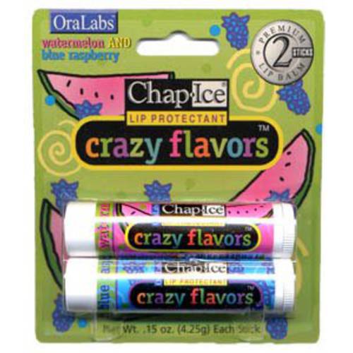 Oralabs ChapIce Crazy Flavors Lip Balm Watermelon and Blue Raspberry 2 Sticks