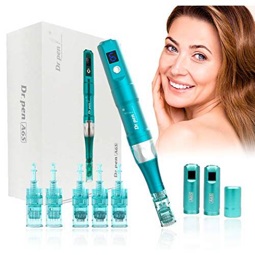 Dr. Pen Ultima A6S Professional Kit - Authentic Multi-function Electric Wireless Beauty Pen - Skin Care Kit for Face and Body - 16pins x2 + 36pins x3 Cartridges