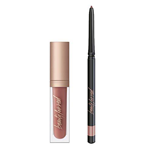 Beauty For Real Lip Kit, Perfect Nude - Lip Gloss + Shine (Nudist) & D-Fine Lip Pencil (Neutral Light) - Non-Sticky Plumping & Hydrating Gloss and Complementary, Long-Wear Lip Liner