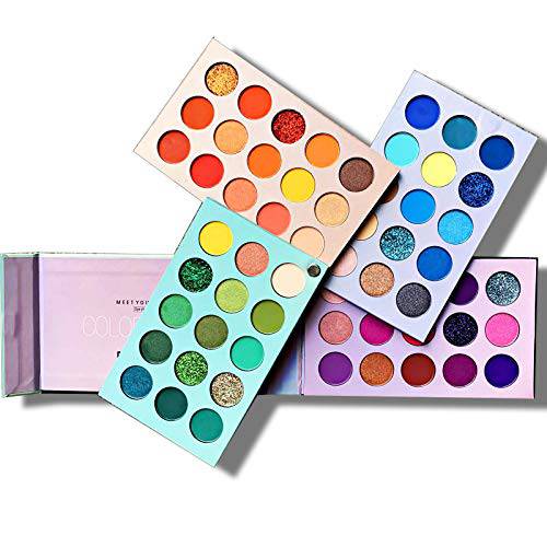 Beauty Glazed Eyeshadow Palette, Color Board 60 Vibrant Colors Eye Shadow Palette, 4 in 1 Make Up Palate, Mattes Metallic Shimmers Violet Cream Makeup Pallet, Pigmented, Staying Power, Long Lasting, Blendable, Cruelty- Free, Easy to Apply