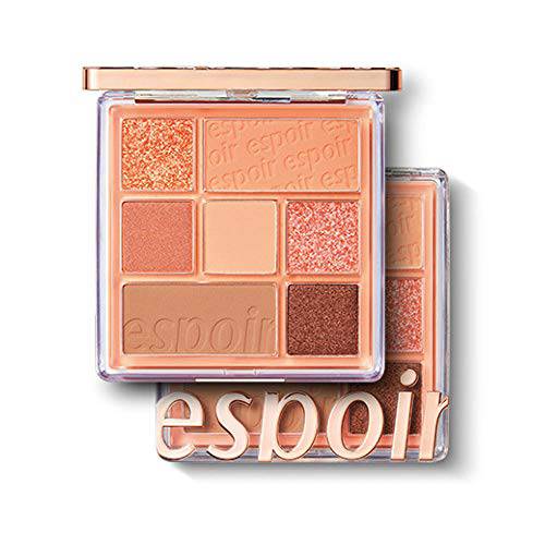 Espoir Real Eye Palette 1 Peachy Like (Warm Peach Color Filter) | Multi-Use Long-Lasting Colors with Sparkling Glitter for Eyeshadow Base and Cheeks Makeup