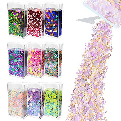 Glitter Wenida 9 Colors 105g Holographic Iridescent Multicolor Festival Sequins Craft Chunky Glitter for Arts Face Hair Body Nail