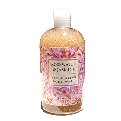 Greenwich Bay ROSEWATER JASMINE Exfoliating Body Wash for Women-Gentle Body Scrub Parabens Free -Sulphates Free-Blended with Loofah, Apricot Seed-Moisturizing Shea Butter -16 oz.