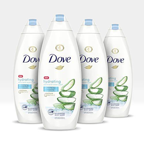 Dove Body Wash 100% Gentle Cleansers, Sulfate Free Hydrating Aloe and Birch Bodywash Gives You Softer, Smoother Skin After Just One Shower, 22 Fl Oz (Pack of 4)