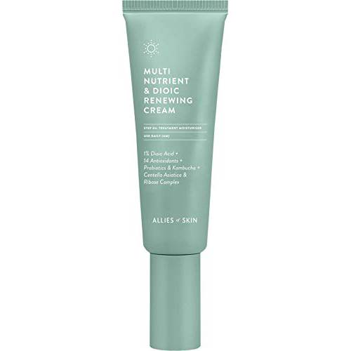 Allies of Skin Multi Nutrient & Dioic Renewing Cream: Multitasking Moisturizer with Dioic Acid, 14 Antioxidants, Probiotics & Centella Asiatica. Targets Imperfections, Brightens & Protects Skin 1.7 oz / 50 ml