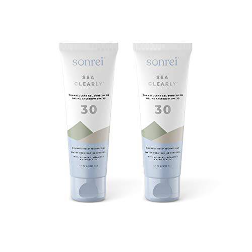 Sonrei Sea Clearly Premium SPF 30 Clear Face and Body Sunscreen Gel | Reef Safe, UV Protection, Vegan, GMO & Gluten Free - 3.4 Fl Oz (2 Pack)