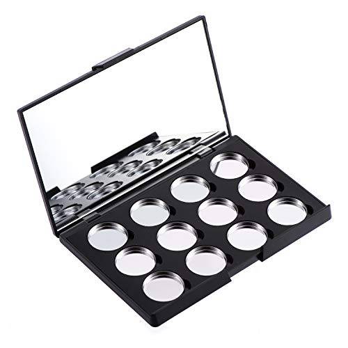 Allwon Empty Magnetic Eyeshadow Makeup Palette with Mirror and 12Pcs 26mm Round Metal Pans