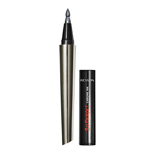 Revlon So Fierce Chrome Ink Liquid Eyeliner, Longlasting Bold Metallic Pen Liner with Dip Ink Cap for Pearl, Shimmer Blend, 901 Gunmetal, 0.03 oz.