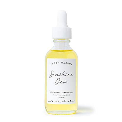 Earth Harbor | SUNSHINE DEW Antioxidant Cleansing Oil - Deep Cleanse & Makeup Remover | Papaya Enzymes + Sea Kelp | Plant-Derived and Cruelty-Free | 2 fl oz