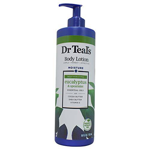 DCP Products Dr Teal’s Body Lotion Moisture Rejuvenating Eucalyptus & Spearmint, 16 fl oz Pack of 4 (Yes)