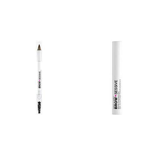 Wet n Wild Brow-Sessive Brow Pencil, Buildable Definition, Medium Brown + Wet n Wild Brow-Sessive Brow Shaping Gel with Brush, Clear