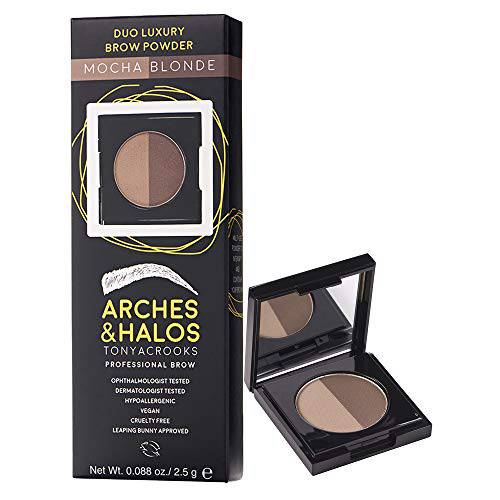 Arches & Halos Brow Shaping Set - Dual Ended Brush With Luxury Brow Powder In Mocha Blonde - Define, Brush And Blend Brows - Easily Fill, Sculpt Full Eyebrows - Vegan, Cruelty Free Makeup - 2 Pc