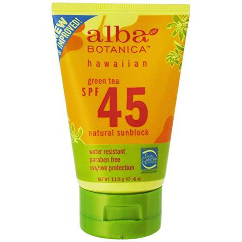 Alba Botanica Spf45 Sunscreen Hawaiian 4 Ounce Tube (118ml) (3 Pack)