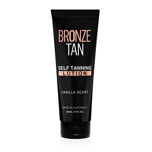Bronze Tan Self-Tanning Lotion - Natural and Organic Ingredients Vanilla Scented Sunless Tanner for Face and Body, Sun Kissed Bronze Glow, Streak Free Golden Color Deep Tone, Moisturizing - 200 ML