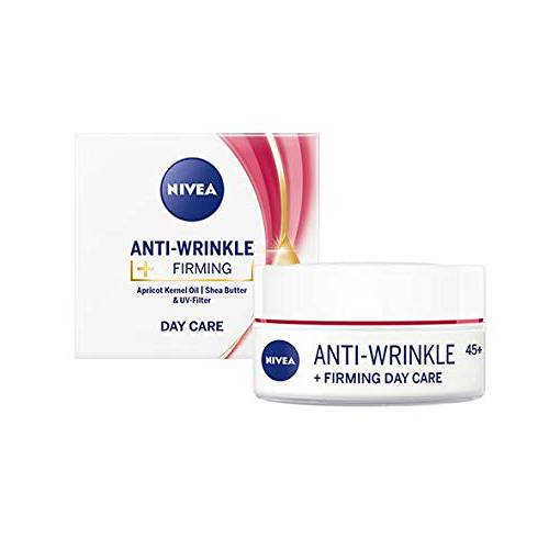 Nivea Anti-wrinkle + firming day cream 45+ with Apricot Kernel Oil, Shea Buttera and UV-filters 50ml / 1.69 oz