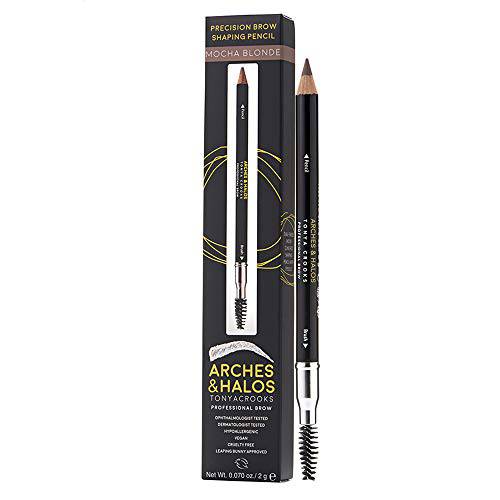 Arches & Halos Precision Brow Shaping Pencil - Double Sided Eyebrow Filler and Spoolie Brush - Creamy Texture for Shaping and Defining With Ease - Vegan, Cruelty Free - Mocha Blonde - 0.070 oz