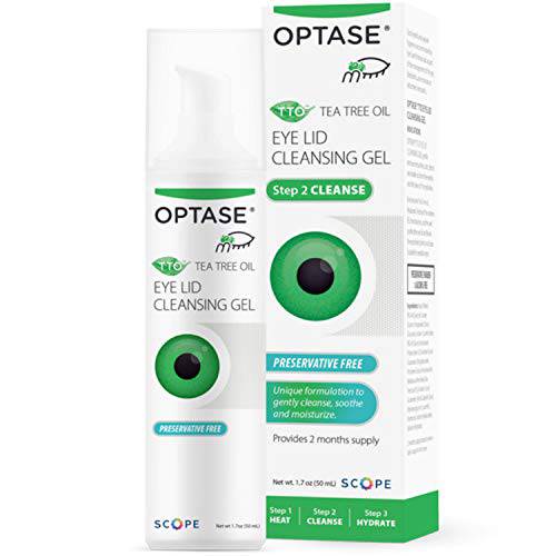 OPTASE TTO Eyelid Cleansing Gel - Tea Tree Eyelid Cleanser for Dry Eye - Preservative Free, Natural Ingredients - Eye Gel For Dry Eyes and Eyelid Irritation - Eyelid Scrub With Pro-Vitamin B5 - 1.7 oz