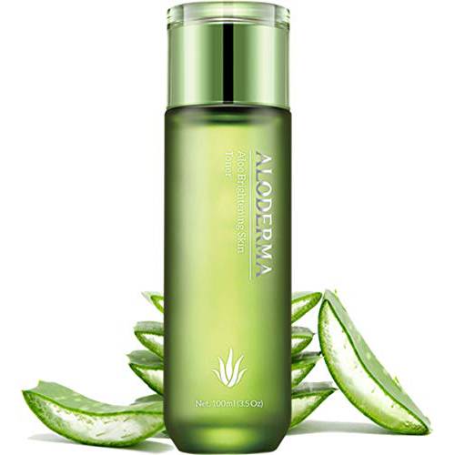 Aloderma Aloe Brightening Skin Toner, Made with 90% Organic Aloe Vera within 12 Hours of Harvest to Brighten, Tone & Firm Skin, Natural & Non-Irritating, No Artificial Fragrance, 4.1 oz (120ml)
