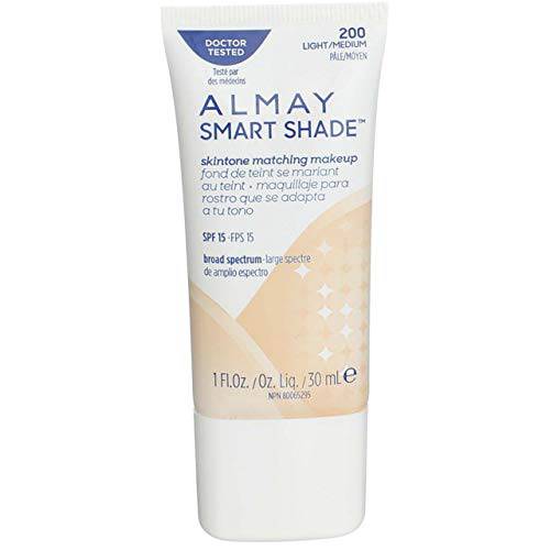 Almay Smart Shade Skin Tone Matching Makeup, Light/Medium [200] 1 oz (Pack of 2)