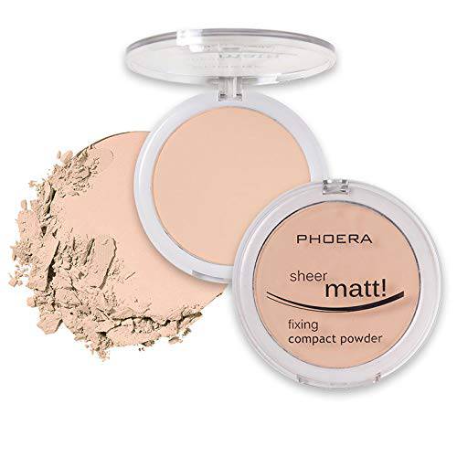 PHOERA Powder Concealer Matte Pearl Finishing Anglicolor Powder Pressed Powder, Great Choice and christmas gifts(207 Sand.)