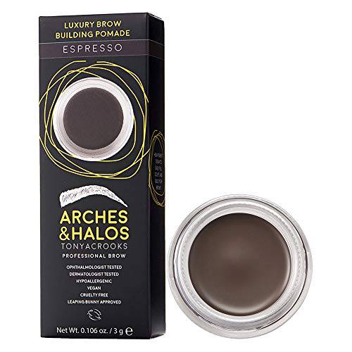 Arches & Halos Brow Sculpting Set - Dual Ended Brush With Brow Building Pomade In Espresso - Define, Brush And Blend Brows - Easily Fill, Sculpt Sleek Eyebrows - Vegan, Cruelty Free Makeup - 2 Pc