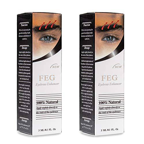 FEG Eyebrow Enhancer Growth Treatment Serum | Eyebrow Enhancing Serum to Help Lengthen, Thicken and Darken Your Eyebrows | Non-irritating and Safe for All Skin Types | 2 Pack