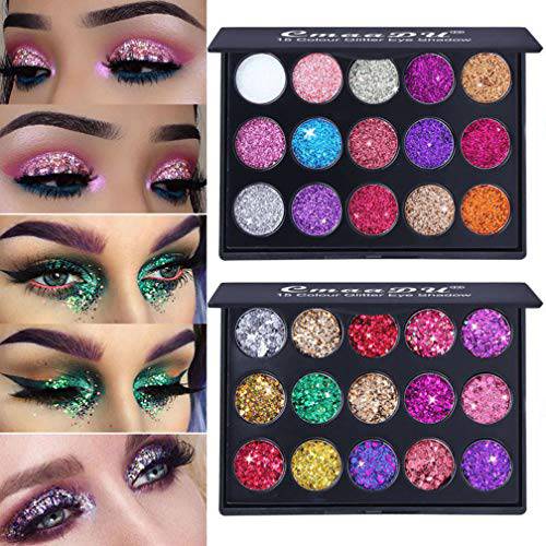 MEICOLY Glitter Eyeshadow Palette 30 Colors Pressed Pigmented Mineral Ultra Shimmer Sequined Palette Self Adhesive Eye Shadow Long Lasting 3.94X3.07 Inch/pack