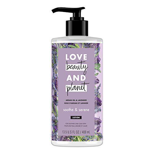 Love Beauty and Planet Soothe & Serene Body Lotion for Soothed Skin Argan Oil & Lavender Natural Ingredients, Plant-Based Moisturizers, Vegan, Cruelty-Free 13.5 oz