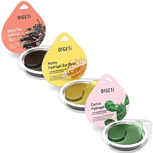 OGETi Hydrogel Eye Patches 30 pairs | Moisturizer Gel Pads, Collagen, Black Tea, Honey, Cactus Extract, for Puffy Eyes & Dark Circles Relief, Firming, Brightening, Korean Skincare, Beauty & Personal Care