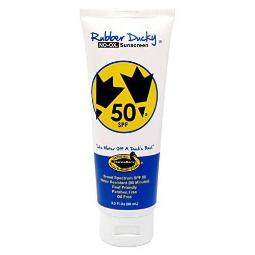 Rubber Ducky Traditional SPF 50 Face Creme Sunscreen | Clear Application Cream, No-Ox, (3.3oz Tube)