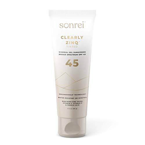 Sonrei Clearly Zinq Tinted Zinc Mineral Face and Body Gel Sunscreen SPF 45 | 6.8 oz (1 Pack)