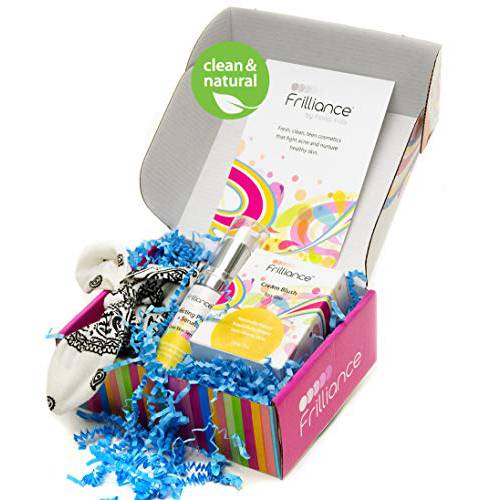 Frilliance Teen Skin & Glow Gift Set Beauty Bundle, Cruelty-Free Hypo-Allergenic Rosy Glow Cream, Primer & Serum, and Bandana