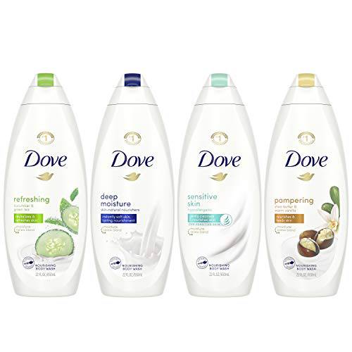 Dove Mixed Body Wash Pack with Skin Natural Nourishers for Instantly Soft Skin and Lasting Nourishment Cleanser That Effectively Washes Away Bacteria While Nourishing Your Skin 4 Count