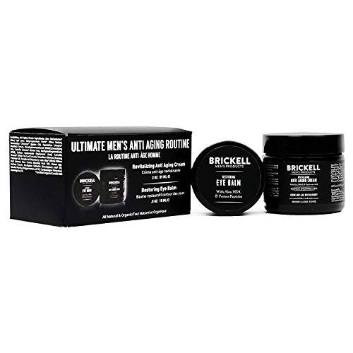 Brickell Men’s Ultimate Anti-Aging Routine, Anti-Wrinkle Night Face Cream and Eye Cream to Reduce Puffiness, Wrinkles, Dark Circles, Under Eye Bags, Natural and Organic, Unscented, Men’s Skincare Gift Set