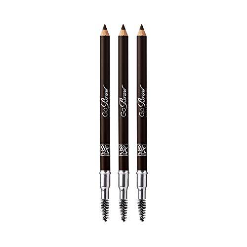 Ruby Kisses GoBrow Eyebrow Pencil, Sharpenable, Longwear, Long Lasting Eyebrow Wooden Pencil for Natural-Looking Brows 3 PACK (Black Brown)