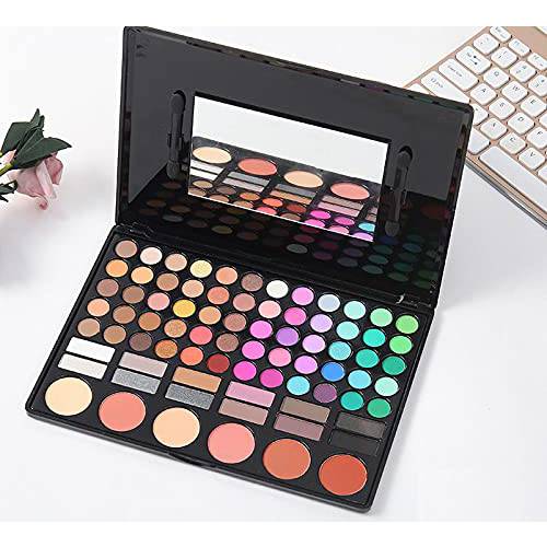 Alluring Eye Shadow 78 Color Palette Colors Eye Makeup Kit Highly Pigmented Professional Cosmetic with Blush, Face Powder and Lip Gloss Style 4