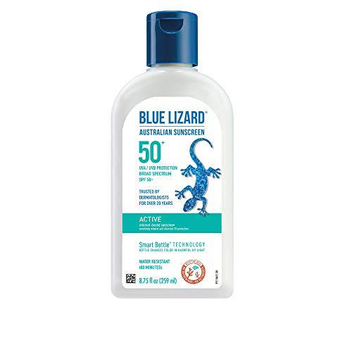 BLUE LIZARD Active Mineral-Based Sunscreen Lotion - SPF 50+, Unscented, 8.75 Fl Oz