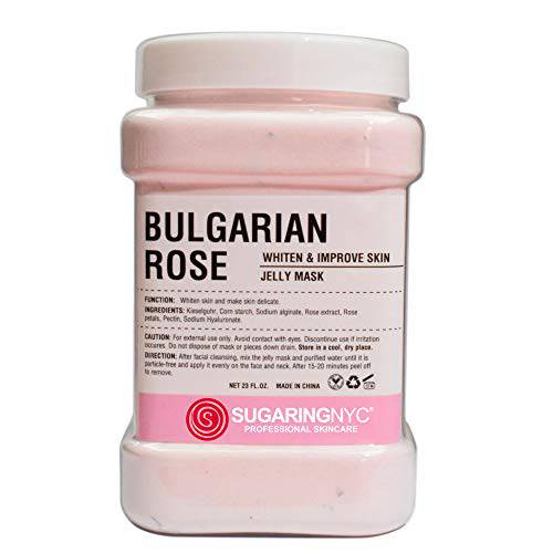 Vajacial Jelly Mask Peel-Off Bikini, Jelly Mask Underarms Area Peel Mask - Bulgarian Rose with Pieces of Rose- Professional Size 23oz by Sugaring NYC