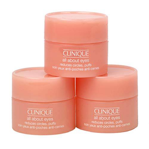 Pack of 3 x Clinique All About Eyes, 0.17 oz / 5 ml each, Sample Size, Unboxed