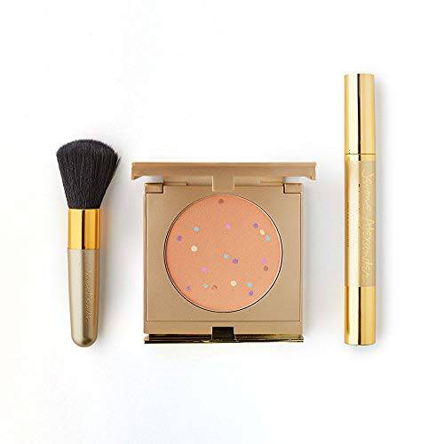 MagicMinerals by Jerome Alexander, Mineral Powder Foundation Set with Mirror Compact, Lash Extending Mascara, Professional Stubby Brush & Blending Sponge (Light)