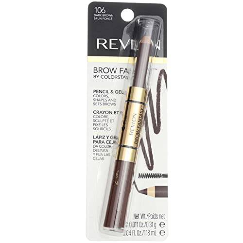 Revlon Brow Fantasy Pencil & Gel, Dark Brown [106], 1 ea (Pack of 3)