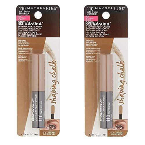 Pack of 2 Maybelline New York Brow Drama Shaping Chalk Powder, Soft Brown 110