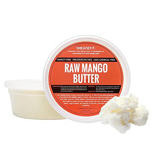 Sheanefit Raw Unrefined Mango Butter, Natural Body Butter, Soft Rejuvenating Daily Moisturizer For Face & Body (8 OZ)