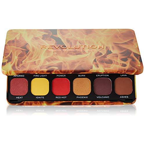 Makeup Revolution Forever Flawless Eyeshadow Palette, Fire, Matte & Shimmer Hues, 18 Pigment-Rich Shades, Cruelty-Free, 0.52 Oz