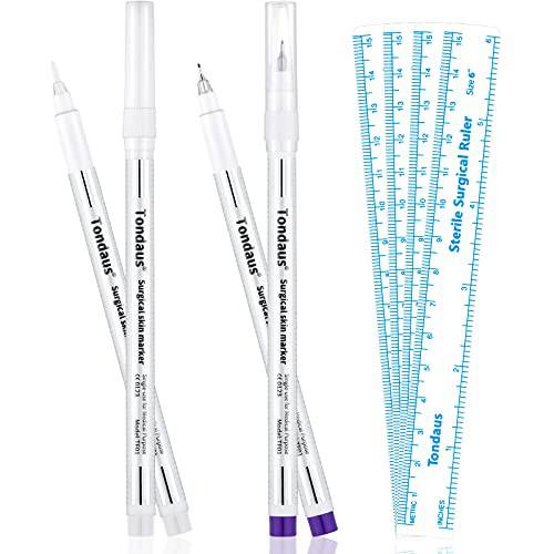 4 Pieces Skin Marker Pen Eyebrow Tattoo Marker Pen Tools Microblading Accessories Tattoo Marker Pen Makeup(White, Purple, Single Head)