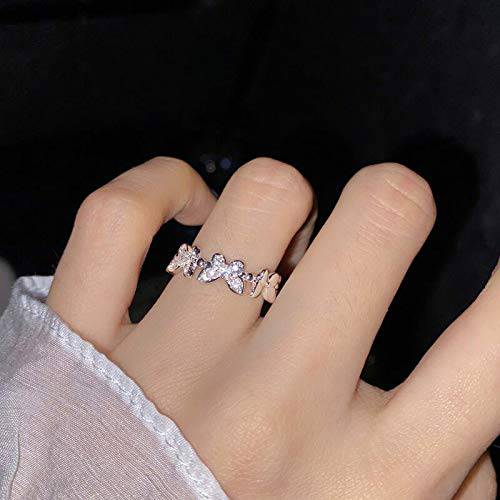 Cathercing Butterfly Rings for Women Silver Crystal Knuckle Rings Bohemian Rings for Teen Girls Joint Knot Ring for Party Daily Fesvital Jewelry Gift