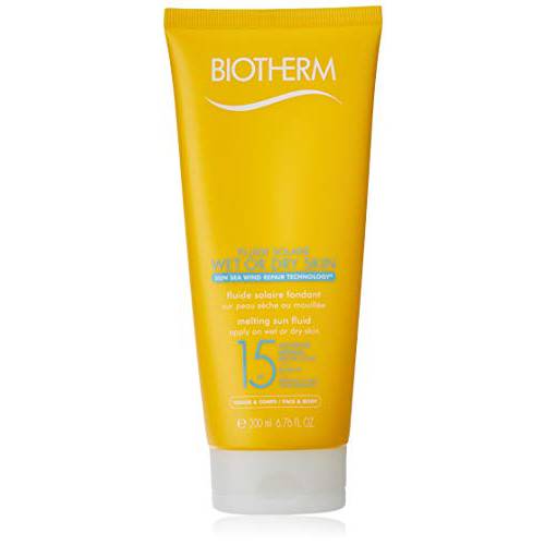 Biotherm Fluide Solaire Wet Or Dry Skin Melting Sun Fluid SPF 15 For Face And Body, Water Resistant, 6.76 Ounce