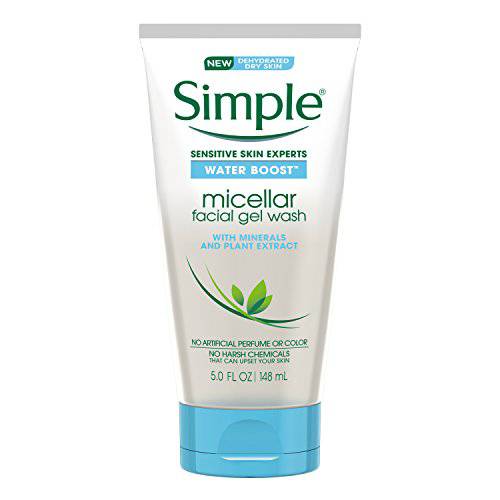 Simple Water Boost Micellar Facial Gel Wash for Sensitive Skin, 5 Ounce (Pack of 3)